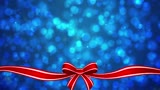 Red Bow On Blue Backdrop