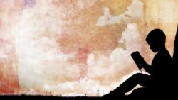 Child Reading The Bible And Moving Clouds