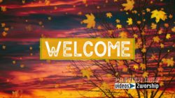 Tree And Flying Leaves Fall Welcome Text