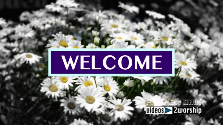Welcome Text Over Flowers Background
