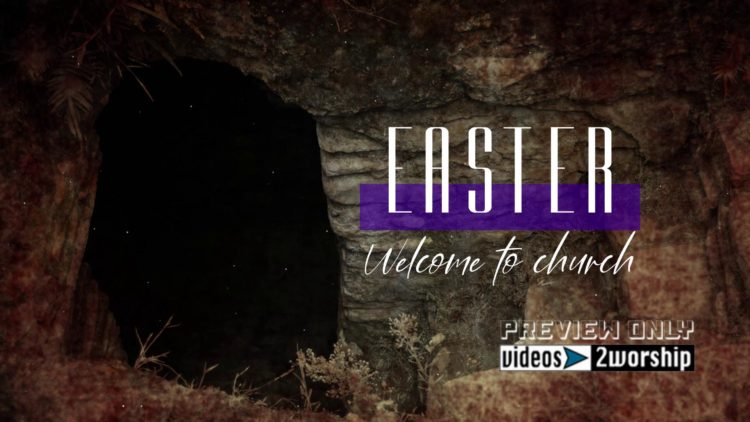 Easter Welcome Text And Open Grave