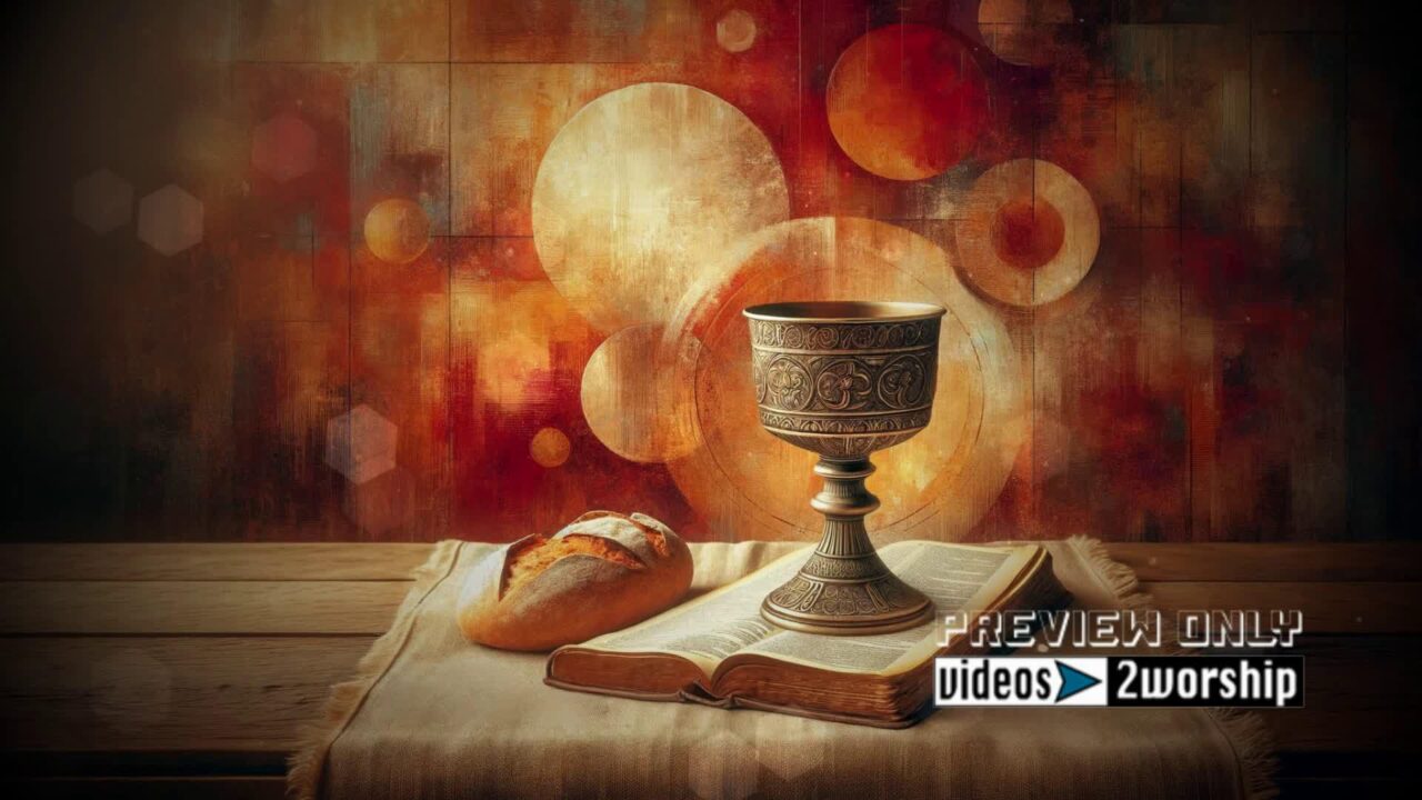 Cup On A Bible And Bread Communion Loop
