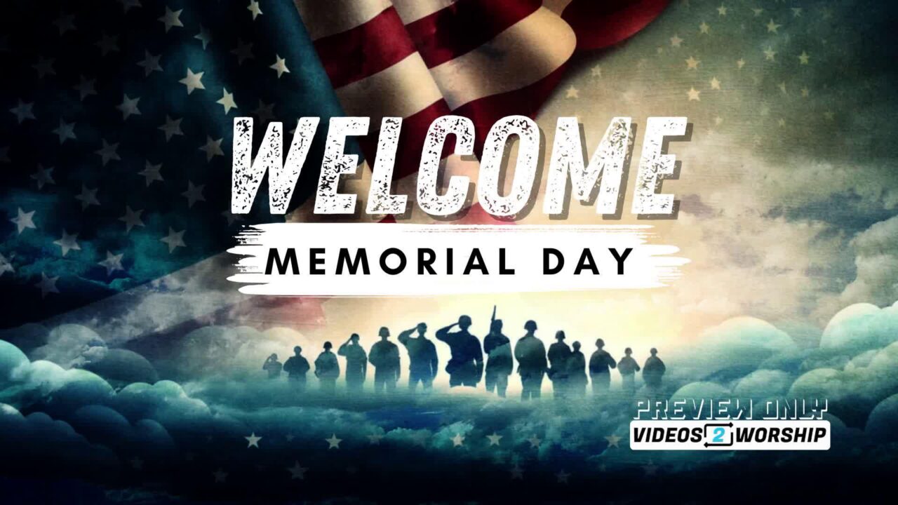 Memorial Day Welcome Title Saluting Flag