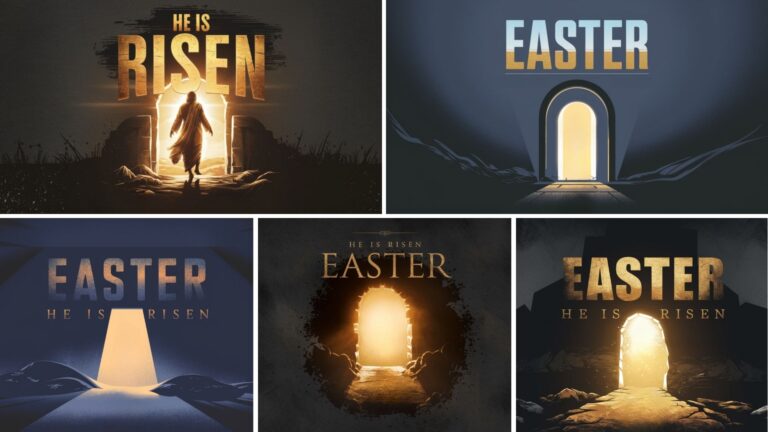 Read more about the article He Is Risen Easter Slides | Worship Backgrounds | 16:9 Still Graphics