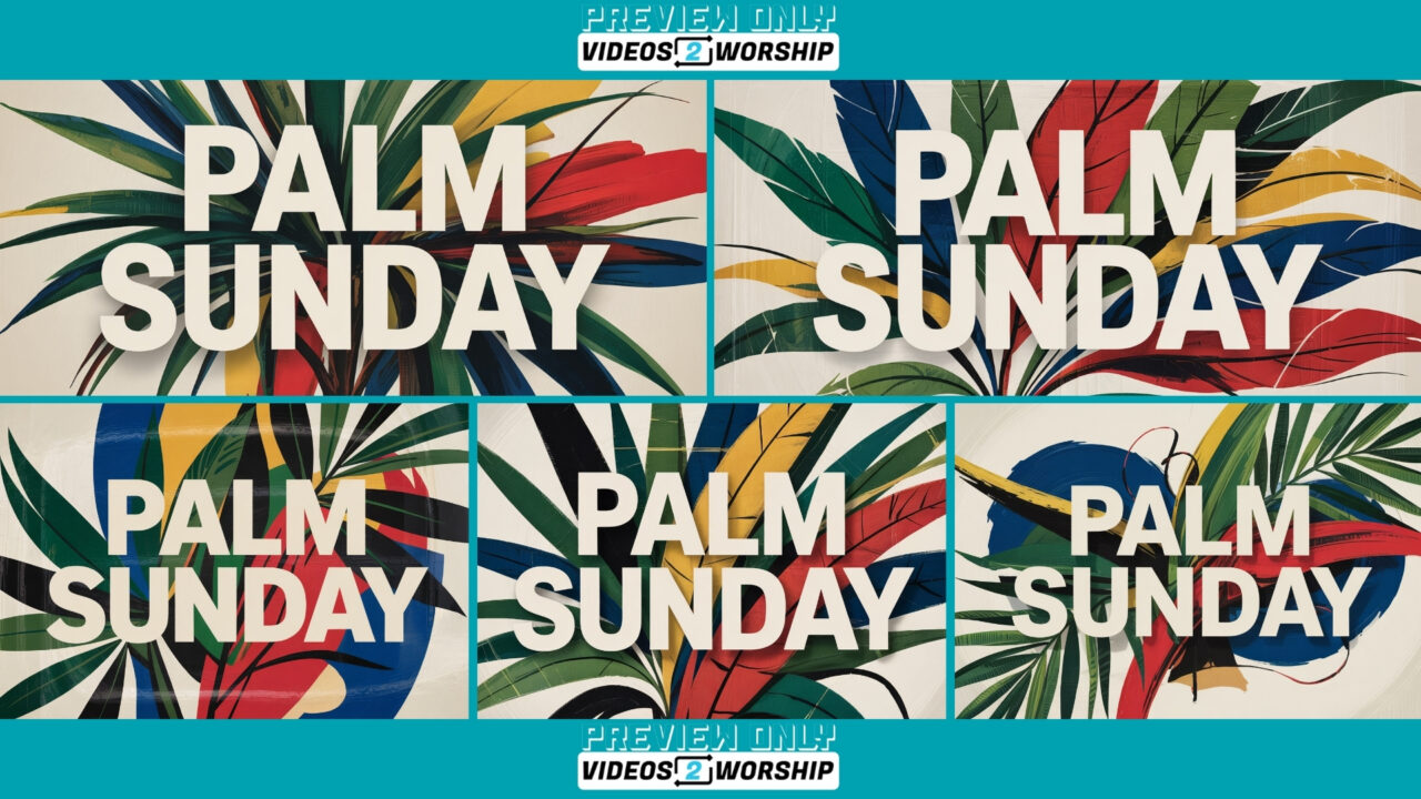 Palm Sunday Colorful Leaves Worship Slide Set