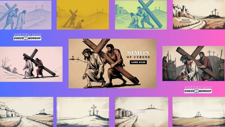 Read more about the article Simon of Cyrene Helping Carry the Cross of Christ Easter Slide Set Image Backgrounds