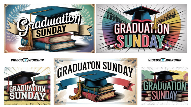 Read more about the article Graduation Sunday Worship Slide Pack | Easy-to-Use Church Graphics for Services & Announcements | Digital Download