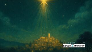 Star of Bethlehem Over Town Worship Background | Christmas City Advent Loop Video