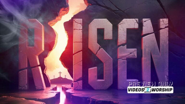 Read more about the article Risen Easter Motion Worship Background Loop | Resurrection Stone Text Video