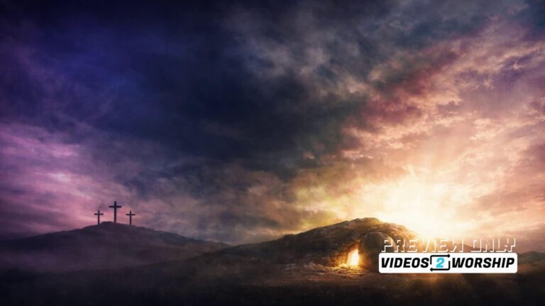 Read more about the article Crosses and Empty Tomb Easter Sunrise Motion Background Loop